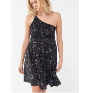 Urban Outfitters Black and White Starry One-Shoulder Dress
